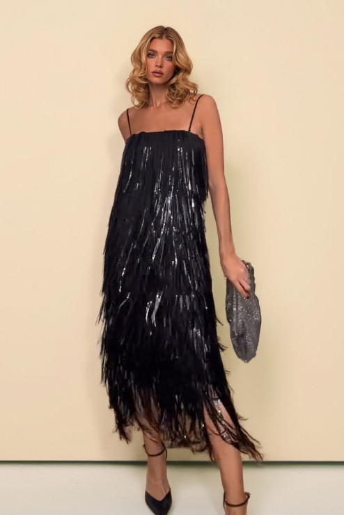 Tassel Design Sling Maxi Dress