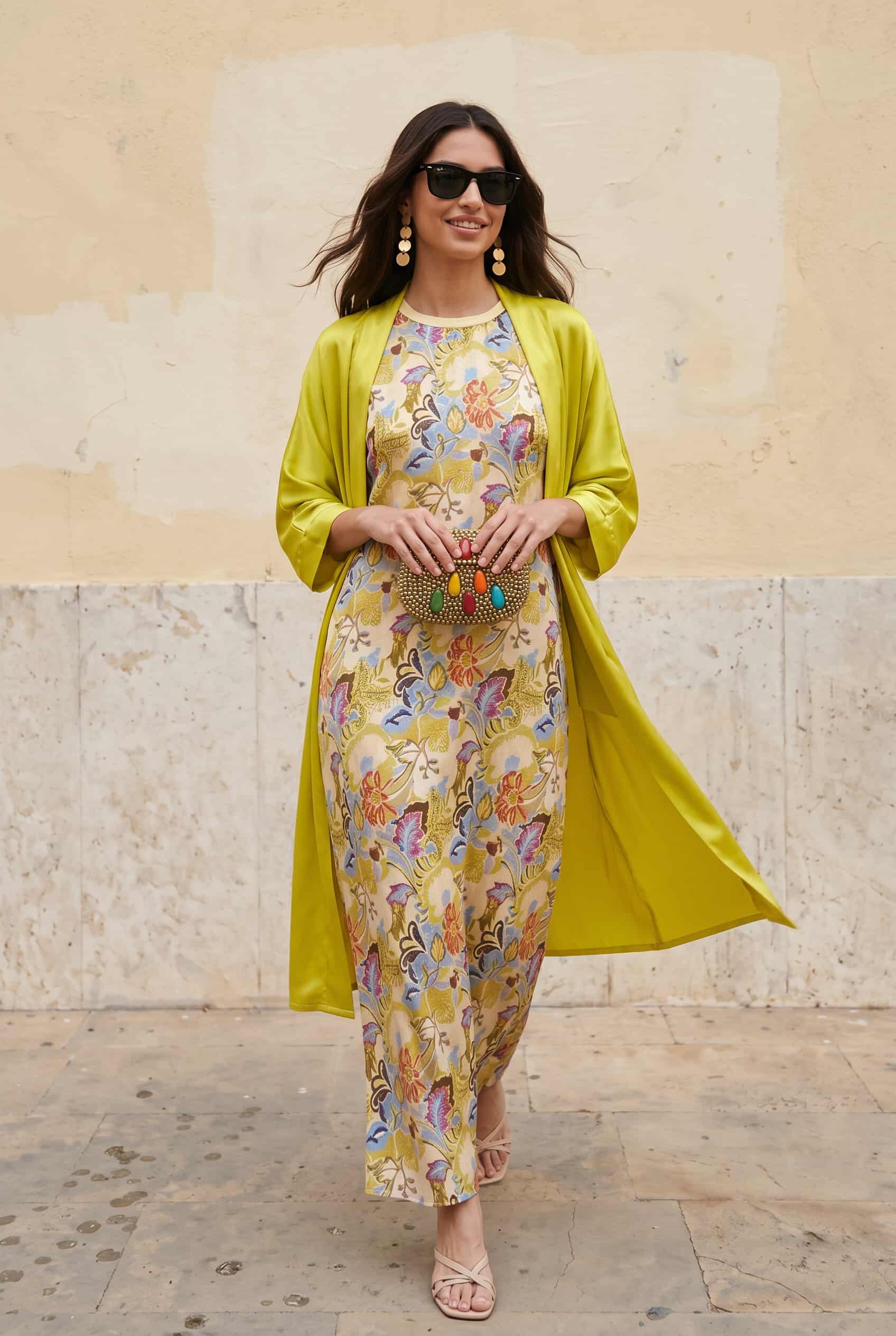 Printed Dress And Coat Set