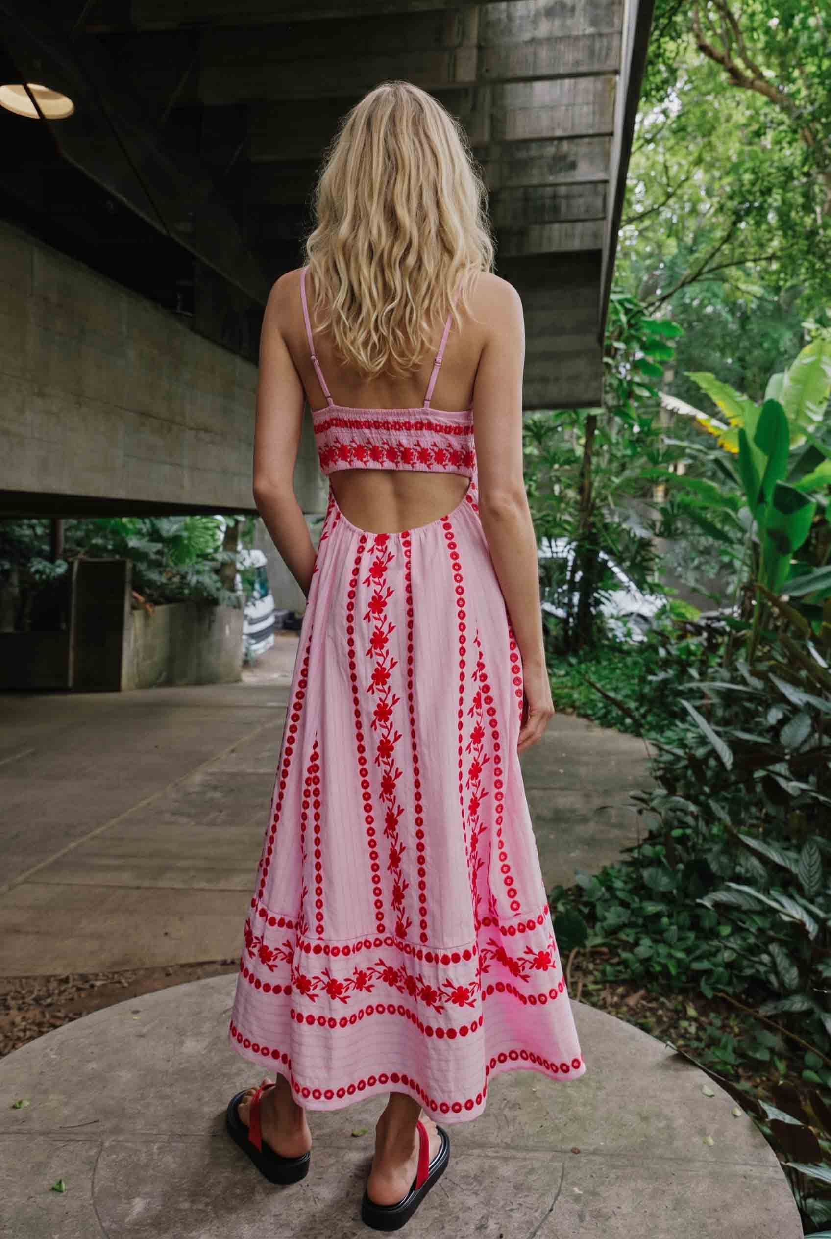 Hollow Design Sling Midi Dress
