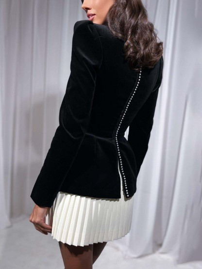 Elegant Colorblock Pleated Hem Mini Dress