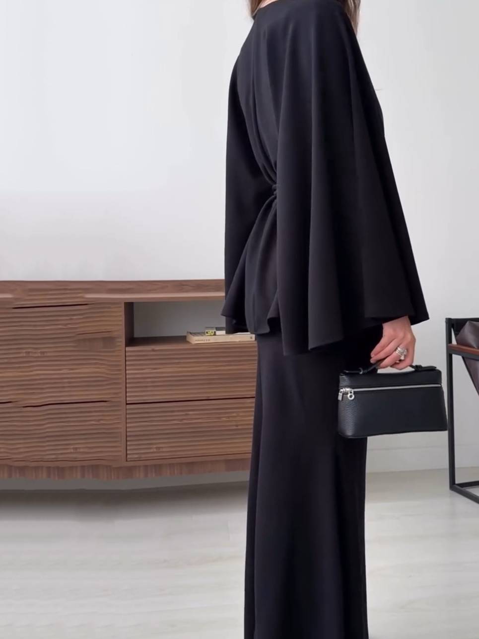 Lace-Up Long Sleeve Top And Skirt Set