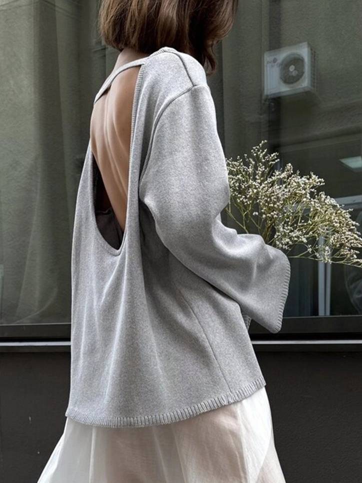 Loose Backless Pullover Sweater