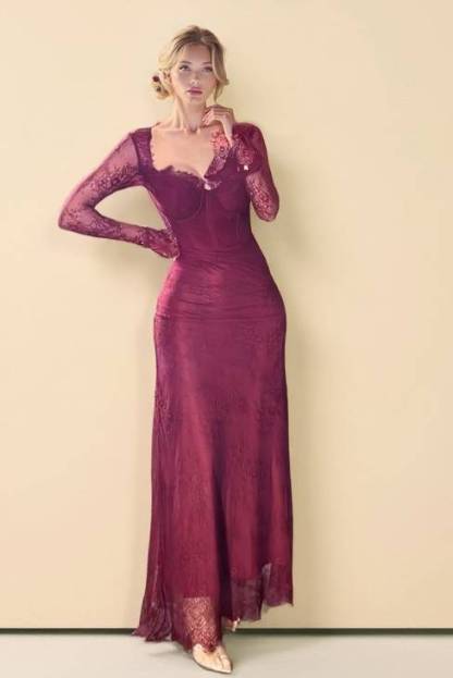 Lace Fishtail Maxi Dress