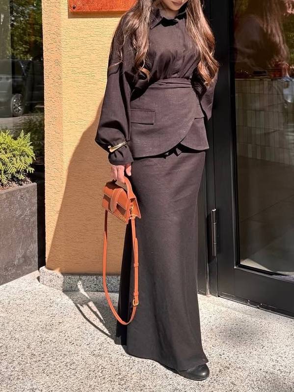 Minimalist Shirt And Skirt Suit