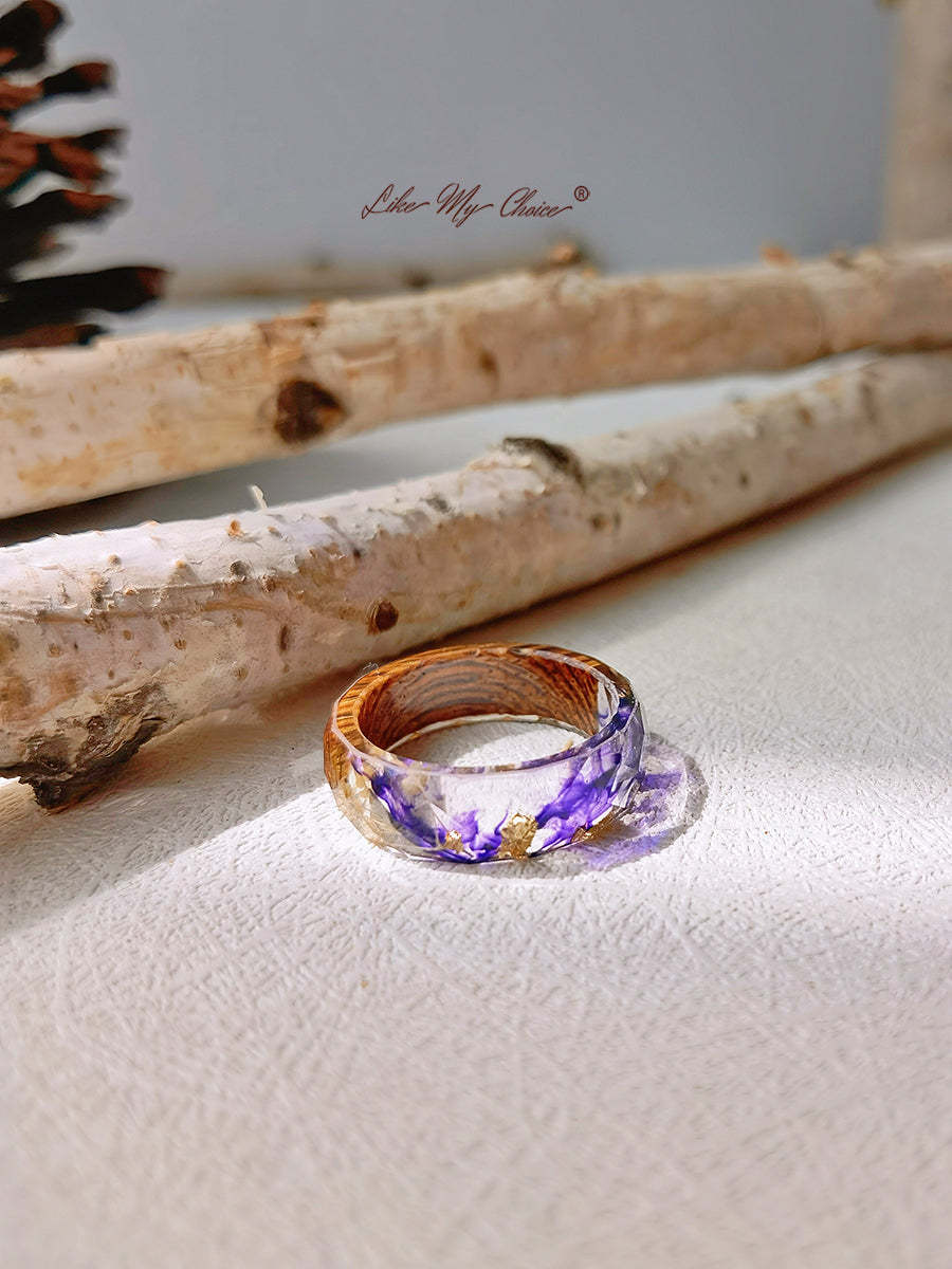 Gypsophila Magic Forest Wood Resin Ring