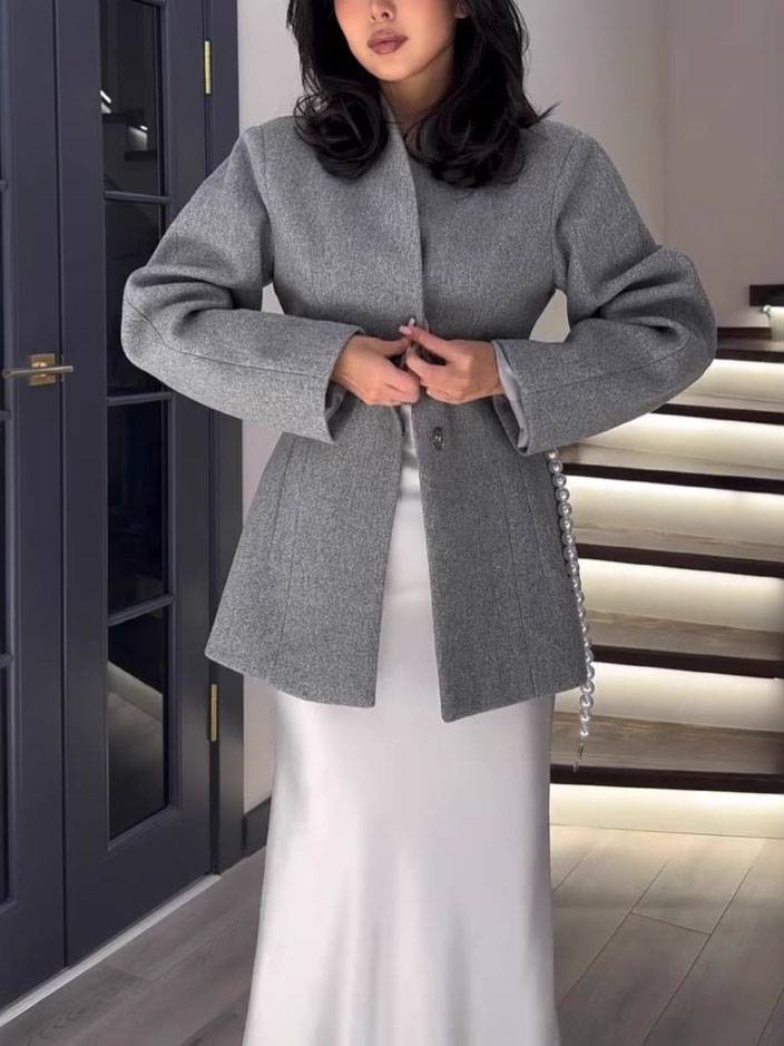 Minimalist Belt Design Short Jacket