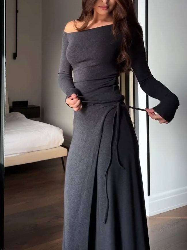 Off-Shoulder Top And Lace-Up Skirt Set