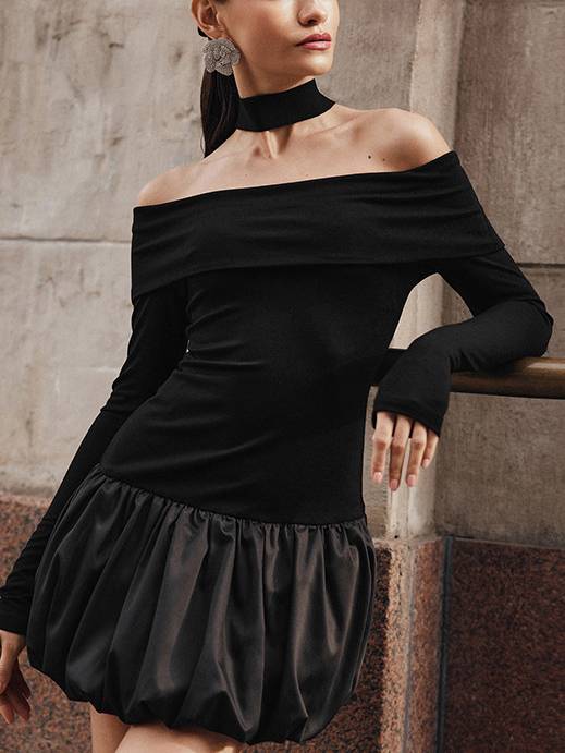 Off-shoulder Bud Mini Dress
