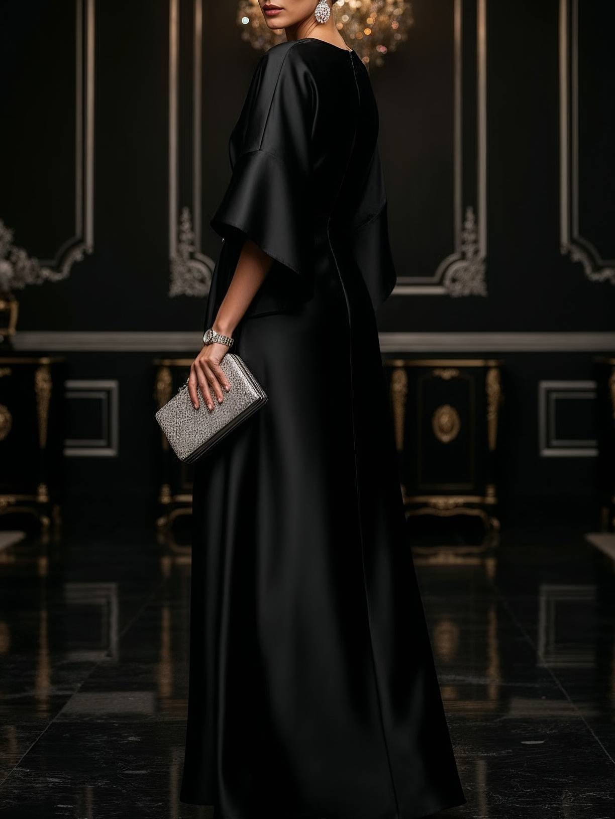 Elegant Pleated Design Maxi Dress