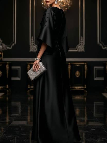 Elegant Pleated Design Maxi Dress