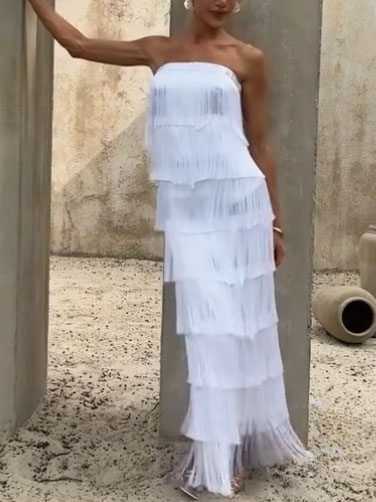 Tube Top Tassel Maxi Dress