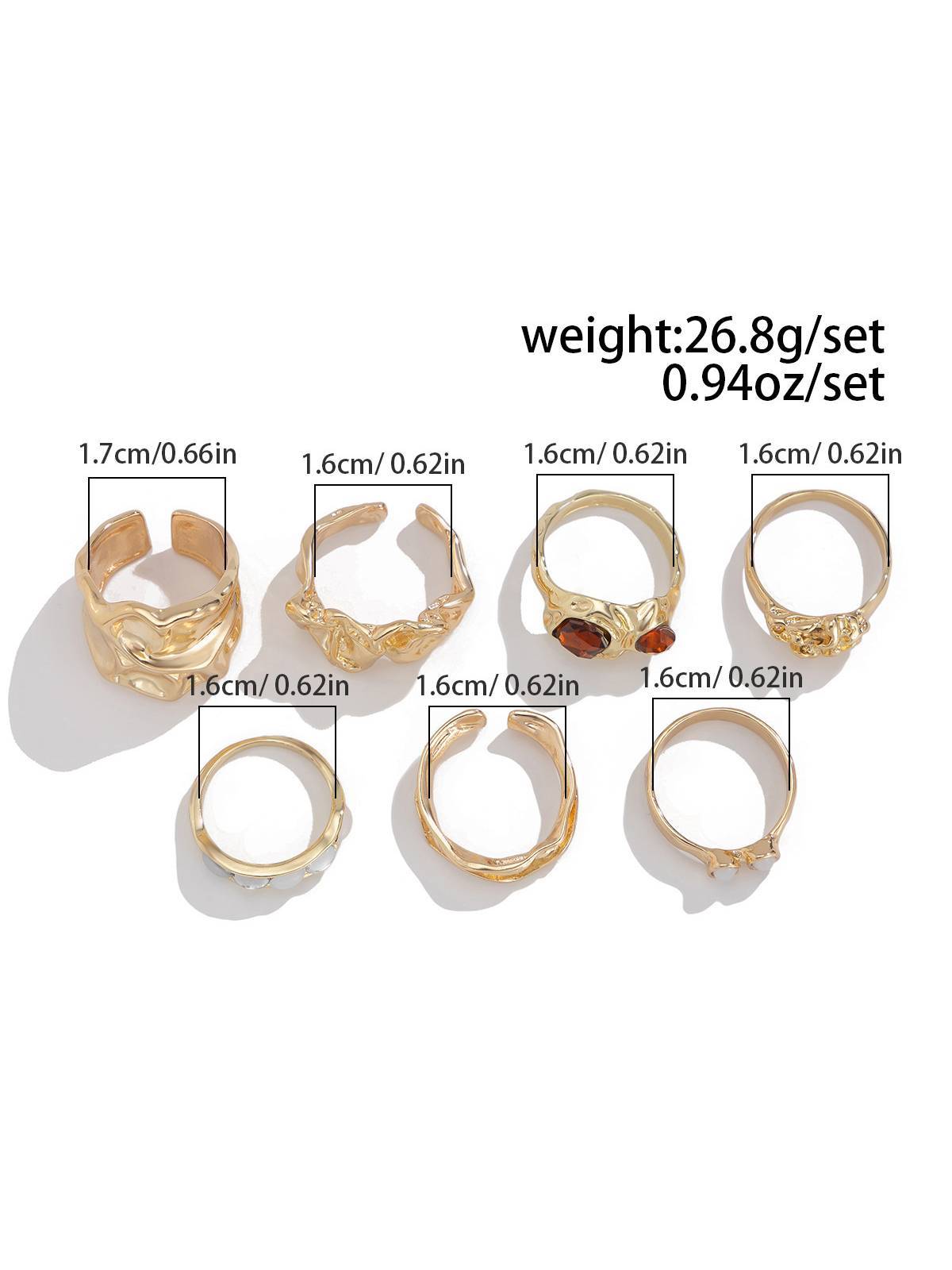 Colored Stone Inlaied Ring Suit