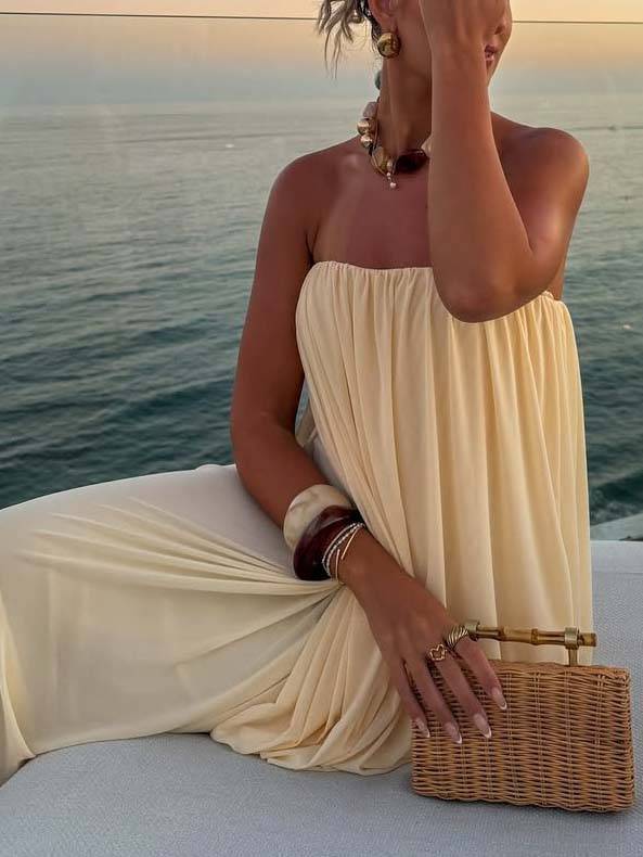 Unique Design Loose Tube Top Maxi Dress