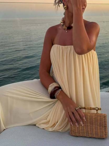 Unique Design Loose Tube Top Maxi Dress