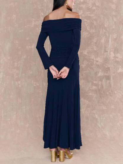 Off-shoulder Irregular Hem Maxi Dress