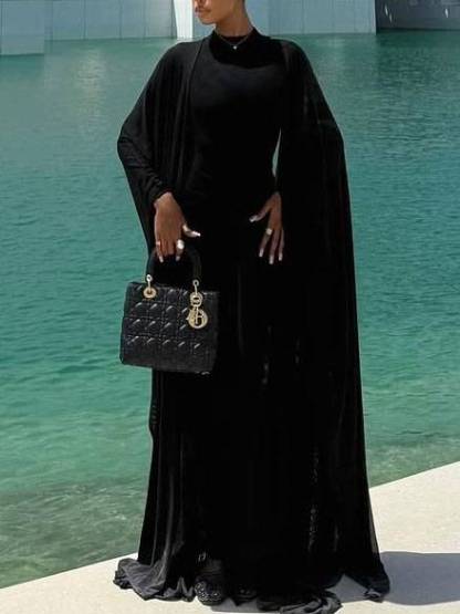 Cape Ribbon Design Maxi Dress