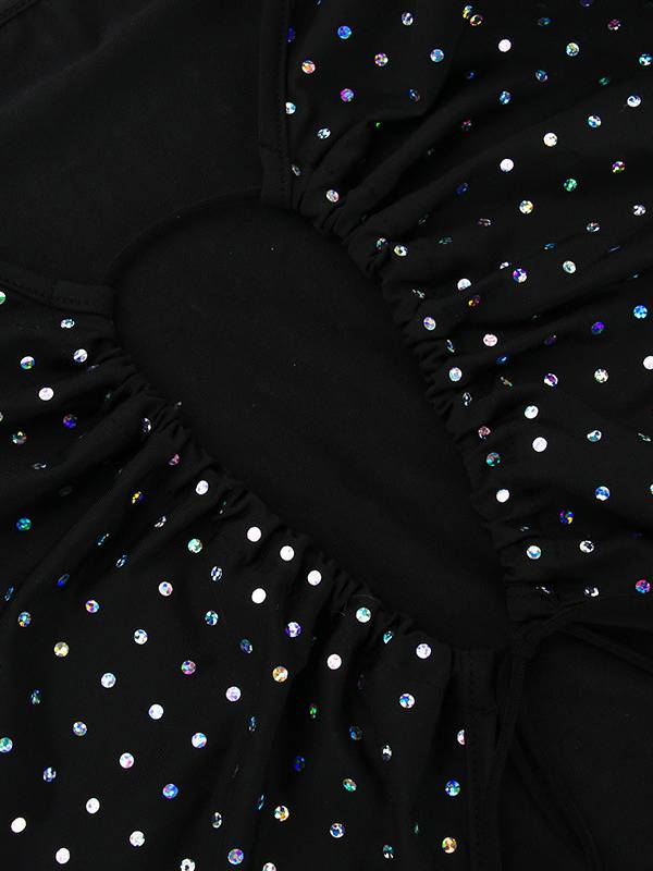 Shimmering Hollow Long Sleeve Dress
