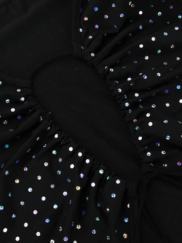 Shimmering Hollow Long Sleeve Dress