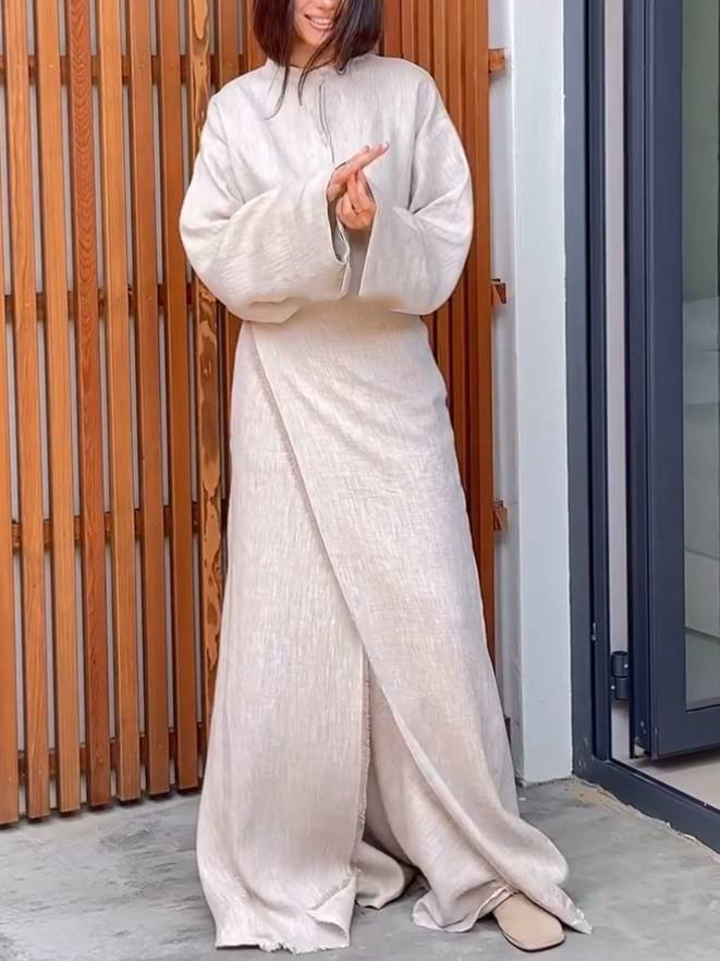 Stand Collar Shirt And Lace-up Skirt Suit