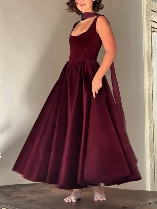 Velvet Scarf Design Sling Dress