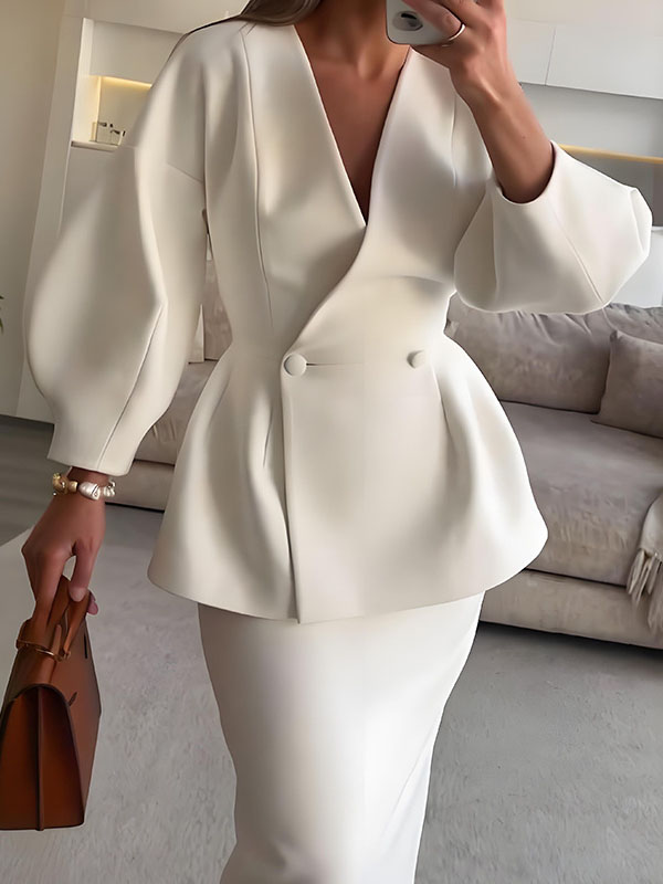 Puff Sleeve Dress Suit