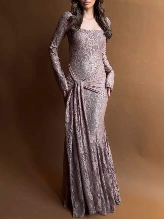 Lace Scarf Design Maxi Dress