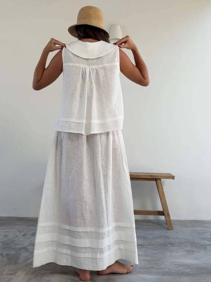 Lace-up Vest And Skirt Suit-Skirt