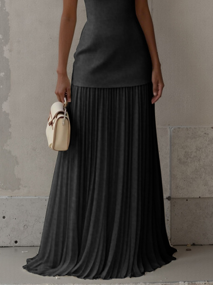 Exquisite Pleated Elastic Waist Skirt