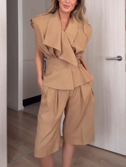 Vintage Belt Vest And Shorts Set - Vest