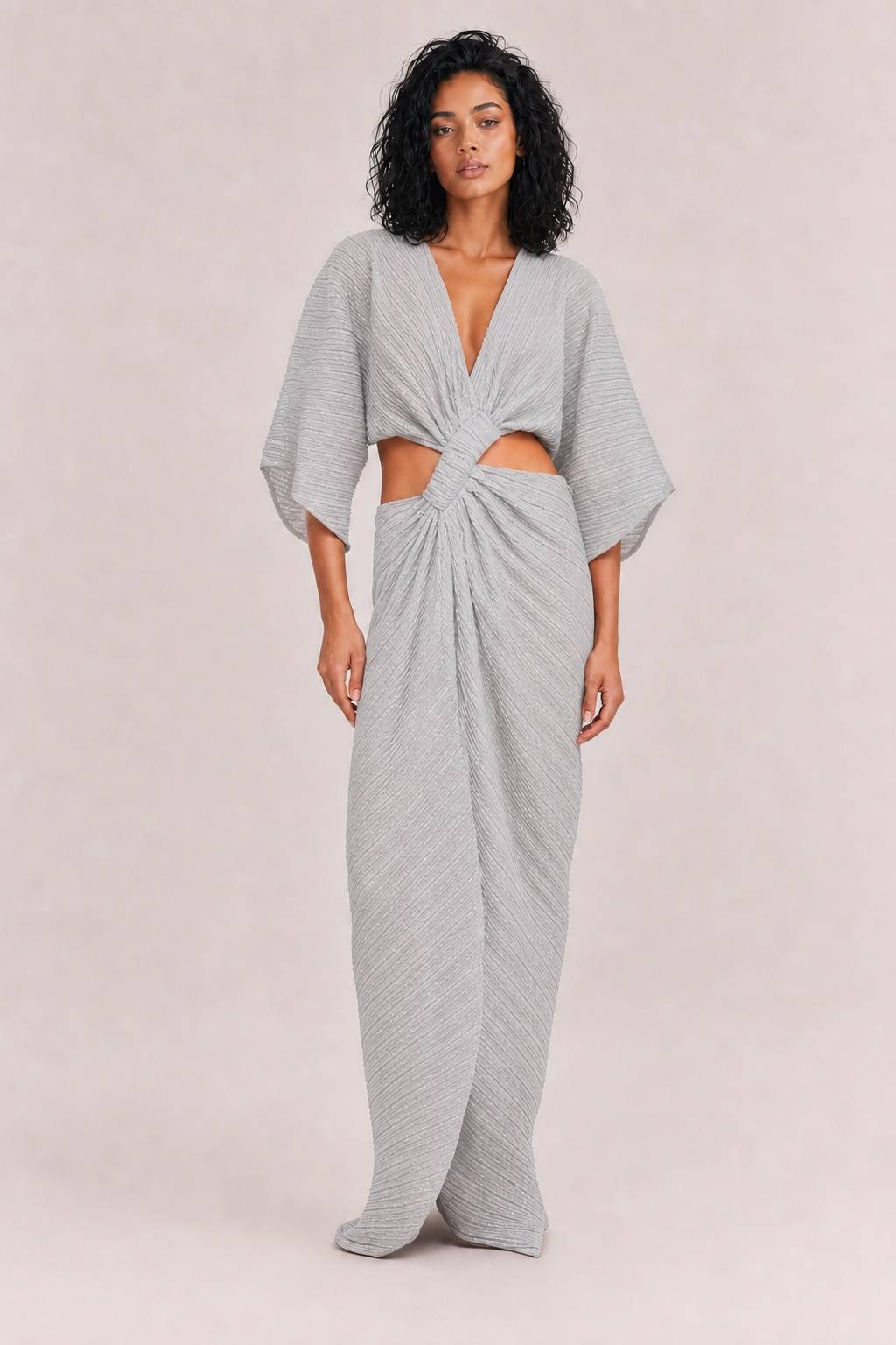 Sexy Twist-Front Cut-Out Maxi Dress