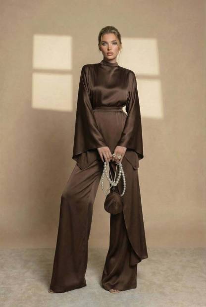 Irregular Shirt And Wide Leg Pants Set