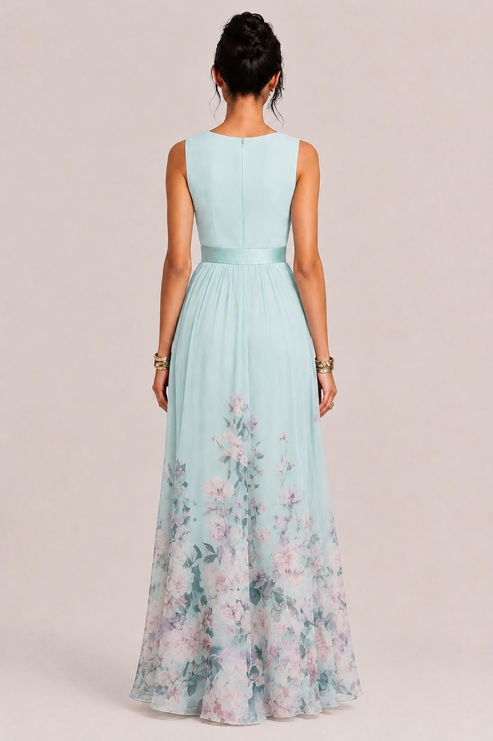 Elegant Floral Print V-neck Maxi Dress