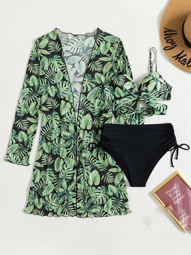 Summer Print High Waist Sexy Three-Piece Swimsuit