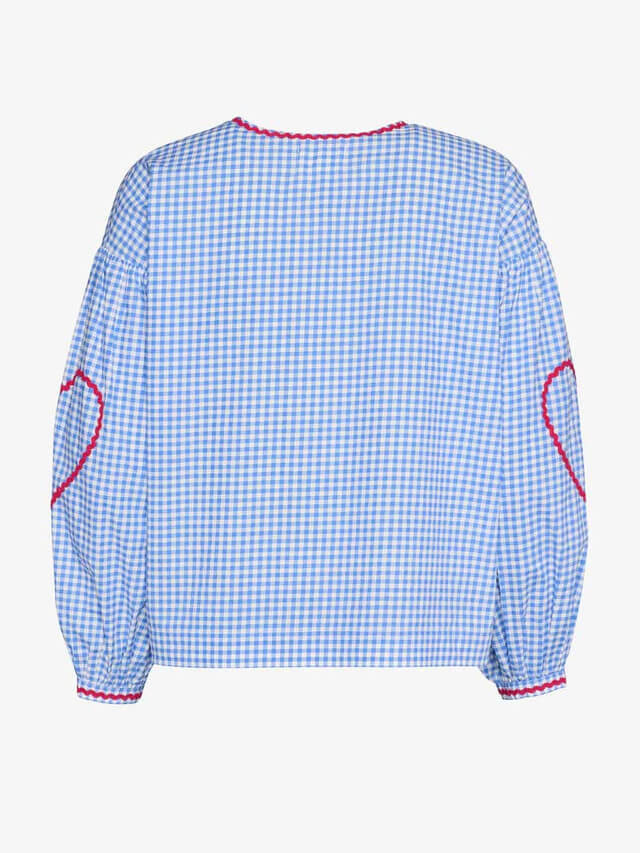 Camisa informal holgada a cuadros con lazo y cordones.