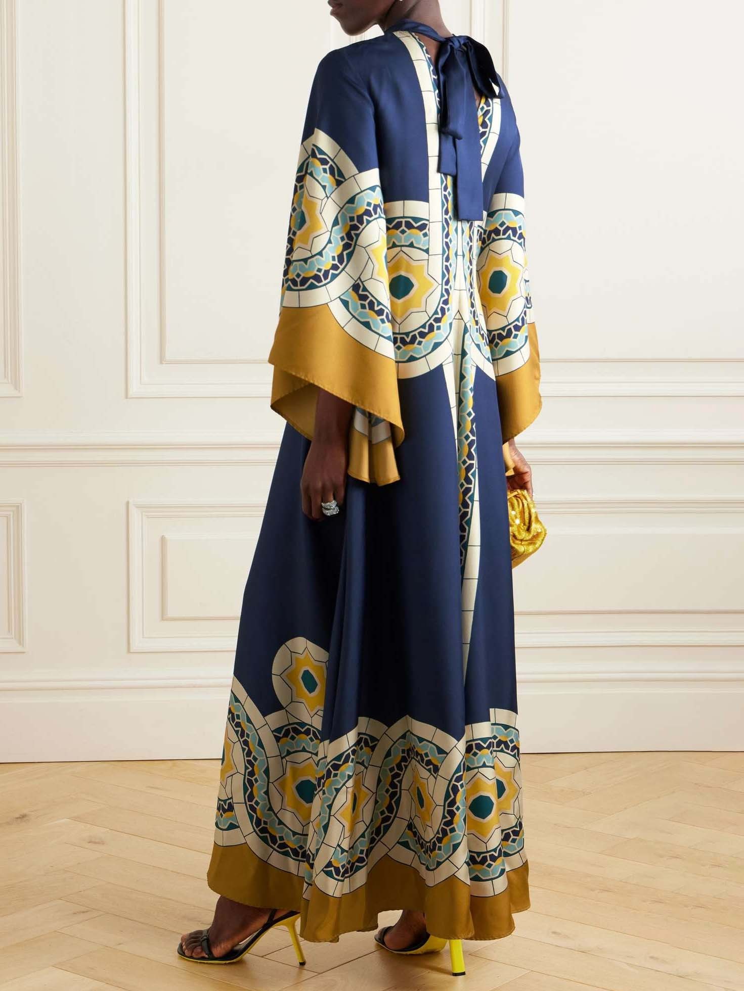 Elegant Vintage Art Print Maxi Dress