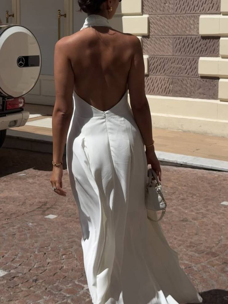 Elegant Halter Neck Backless Maxi Dress