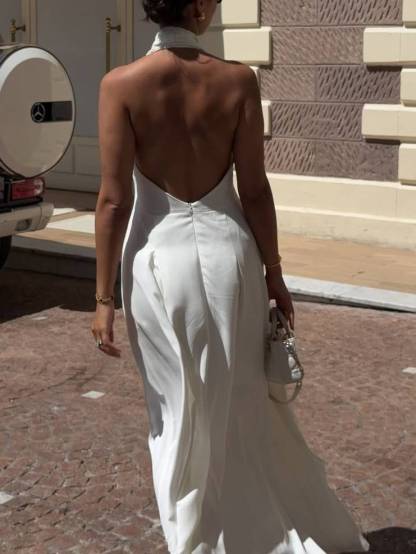 Elegant Halter Neck Backless Maxi Dress