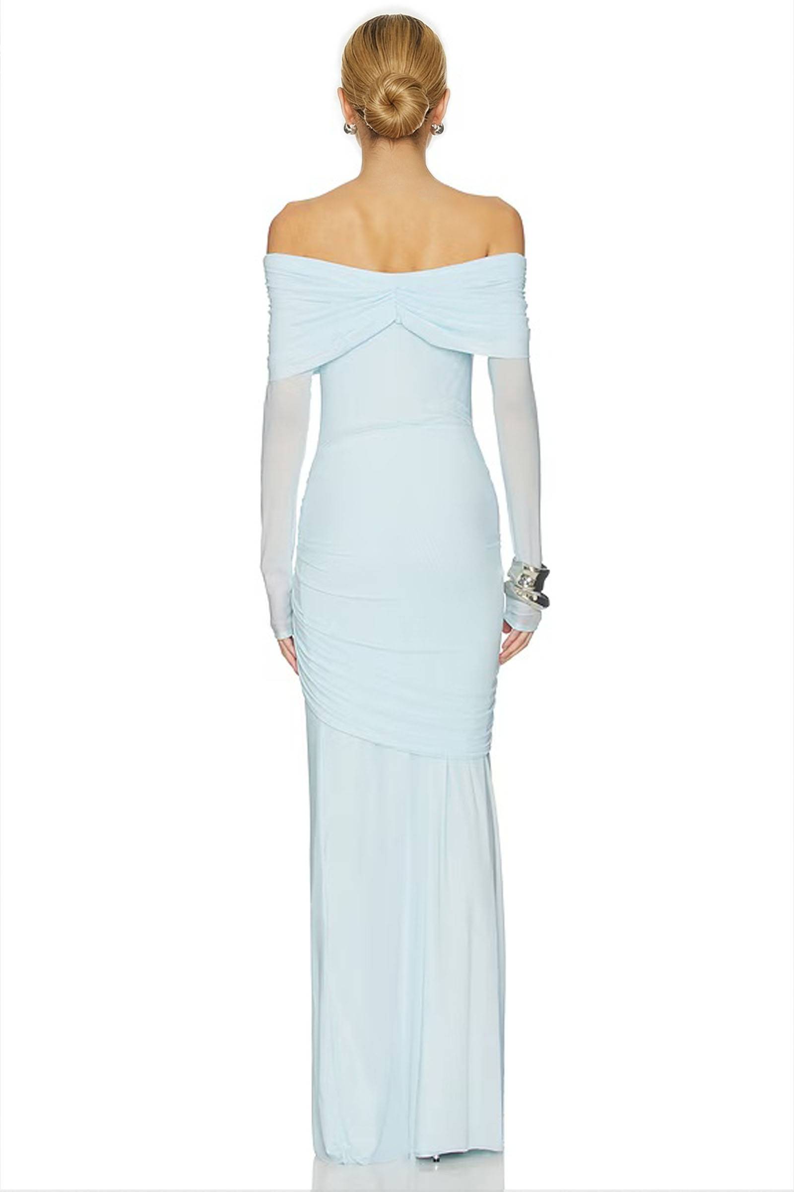 Off-Shoulder Lace-Up Design Maxi Dress