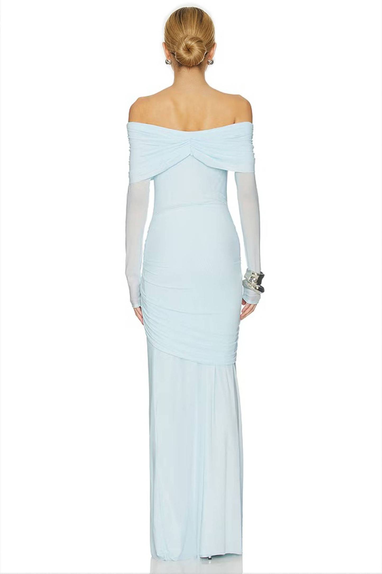 Off-Shoulder Lace-Up Design Maxi Dress