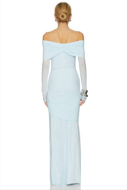 Off-Shoulder Lace-Up Design Maxi Dress