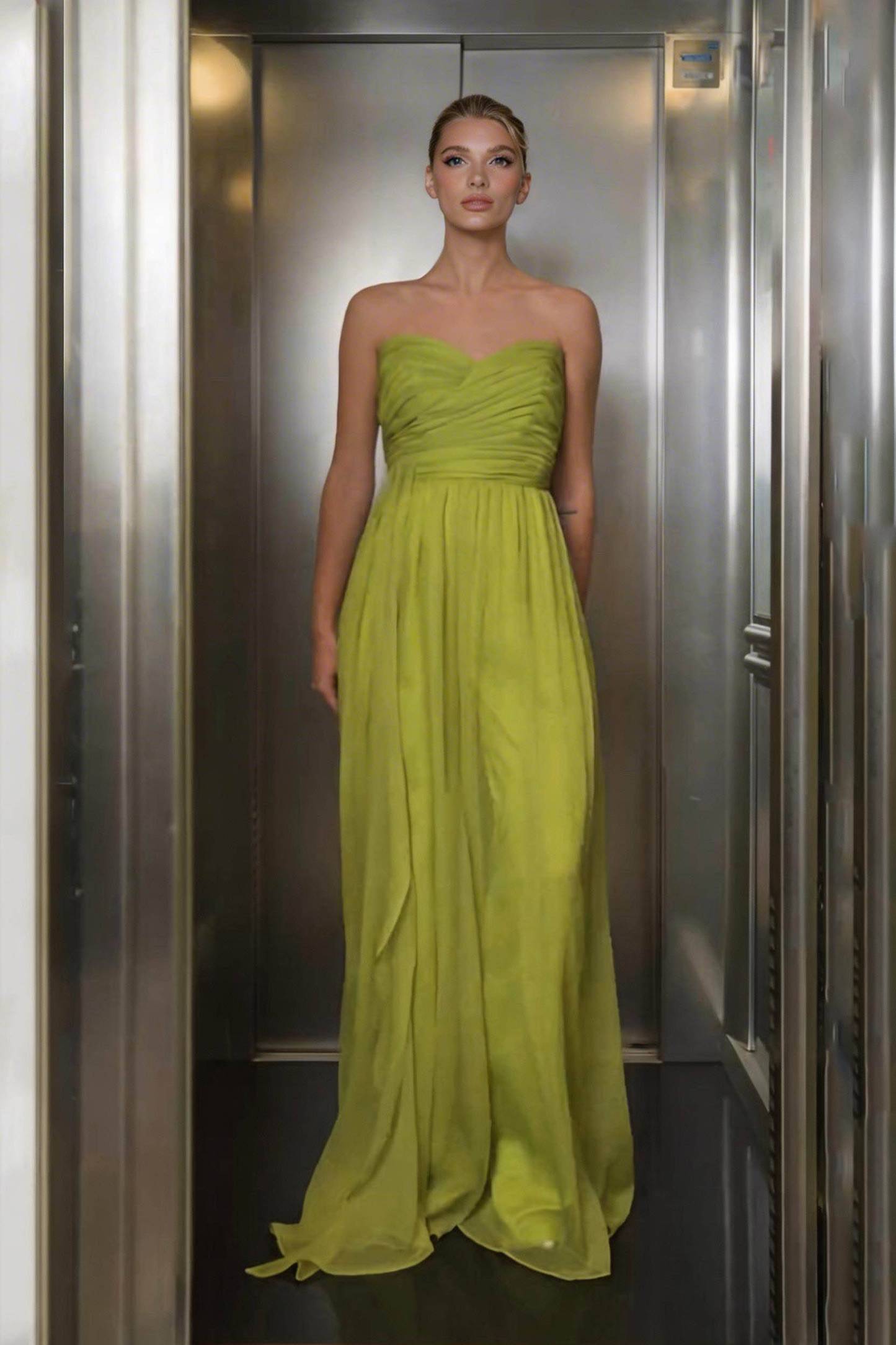 Strapless Ribbon Design Maxi Dress