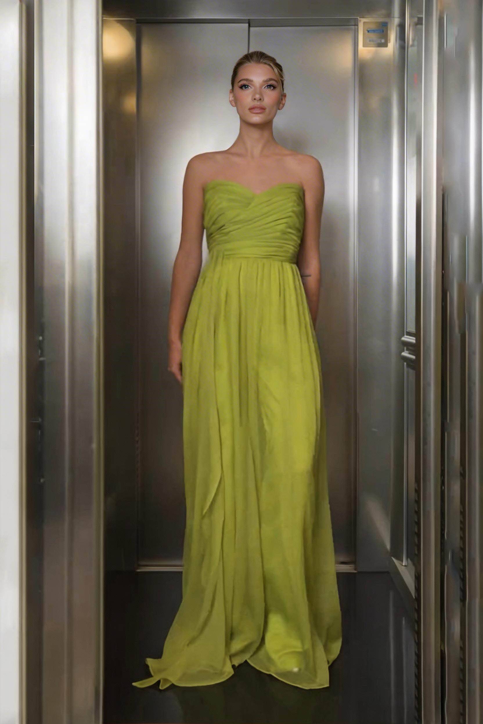 Strapless Ribbon Design Maxi Dress