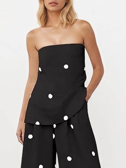 Classic Polka Dot Print Off-Shoulder Tank Top