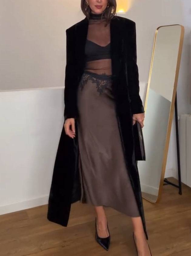 Tulle Top And Lace Skirt Set