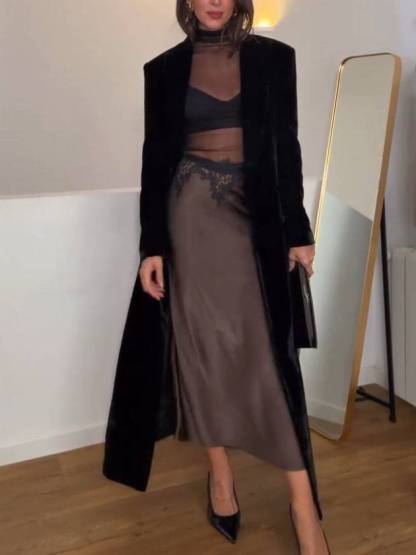 Tulle Top And Lace Skirt Set