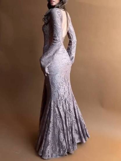 Lace Scarf Design Maxi Dress