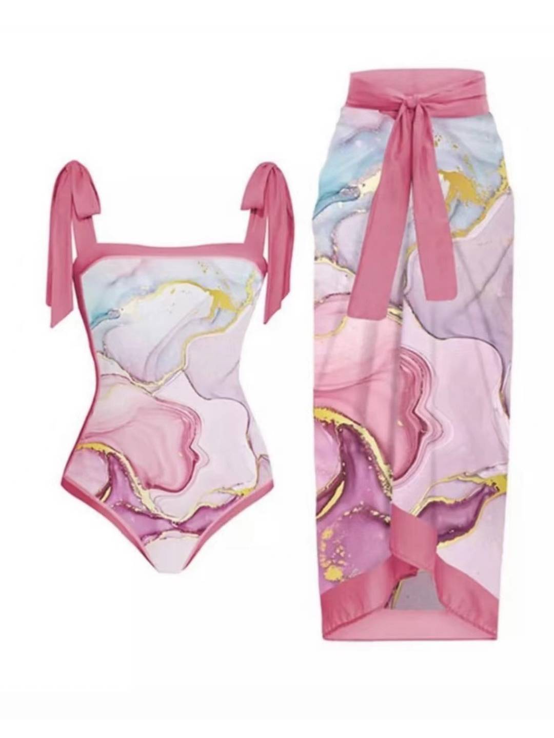 One Piece Swimsuit Chiffon Skirt Two-piece set