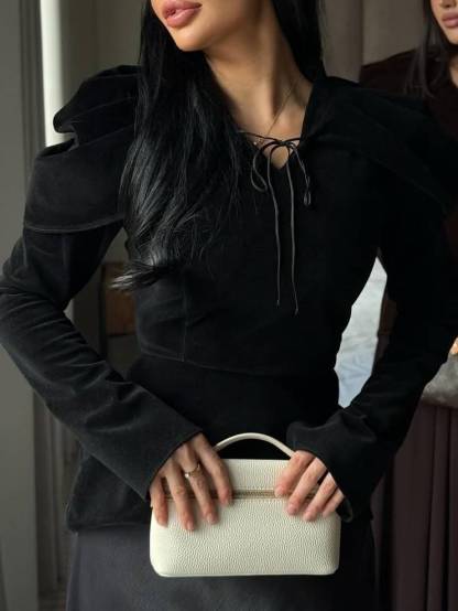 Vintage Velvet Shirt And Skirt Suit-Shirt