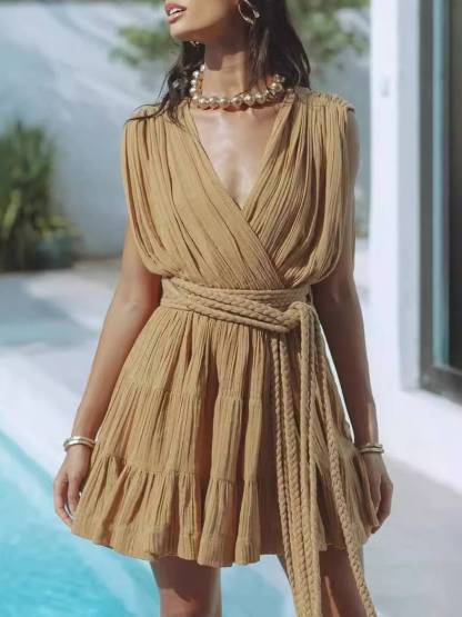 Waist Tie Mini Dress