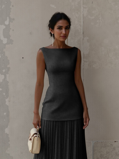 Exquisite Boat Neckline Maxi Top